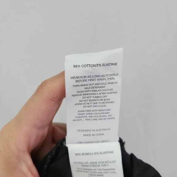 Rollas Stinger Skinny Fit Jeans Size 32x32 Distress Black Denim